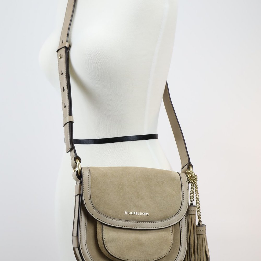 Michael Kors Dunn Medium Suede Saddlebag - Picture 3 of 4